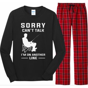 Sorry Cant Talk Im On Another Line Funny Fishing Long Sleeve Pajama Set