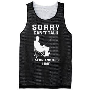 Sorry Cant Talk Im On Another Line Funny Fishing Mesh Reversible Basketball Jersey Tank