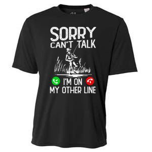 Sorry Cant Talk Im On My Other Line Fishing Dad Reel Cool Cooling Performance Crew T-Shirt