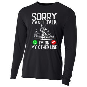 Sorry Cant Talk Im On My Other Line Fishing Dad Reel Cool Cooling Performance Long Sleeve Crew