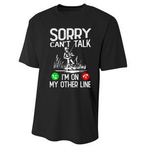 Sorry Cant Talk Im On My Other Line Fishing Dad Reel Cool Performance Sprint T-Shirt