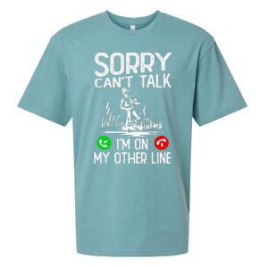 Sorry Cant Talk Im On My Other Line Fishing Dad Reel Cool Sueded Cloud Jersey T-Shirt