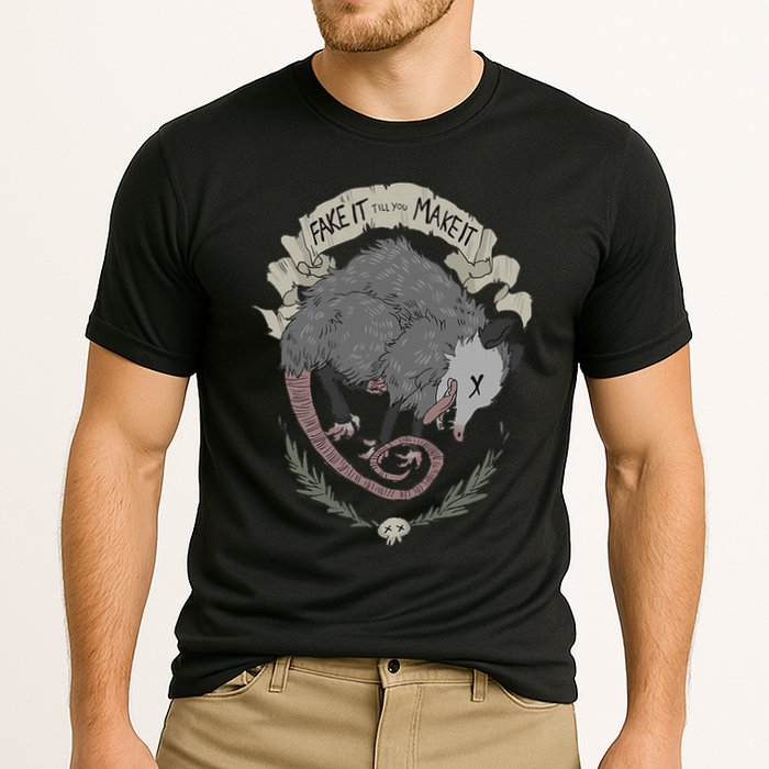 Street Cats Team Trash Racoon Rat Backyard Animal Opossum I Funny Dead Possum Fake It Till You Make Cooling Performance Crew T-Shirt