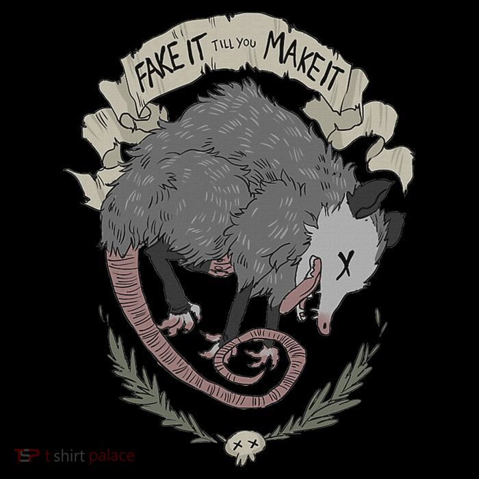 Street Cats Team Trash Racoon Rat Backyard Animal Opossum I Funny Dead Possum Fake It Till You Make Premium T-Shirt