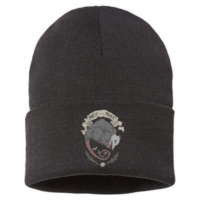 Street Cats Team Trash Racoon Rat Backyard Animal Opossum I Funny Dead Possum Fake It Till You Make Sustainable Knit Beanie