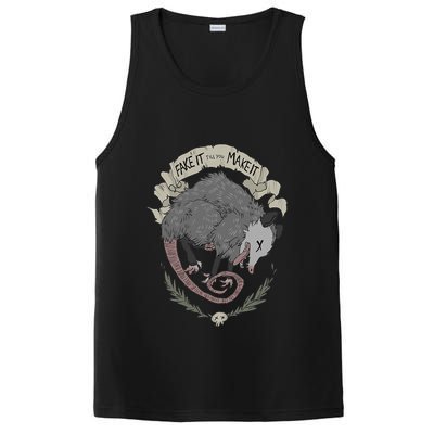 Street Cats Team Trash Racoon Rat Backyard Animal Opossum I Funny Dead Possum Fake It Till You Make PosiCharge Competitor Tank