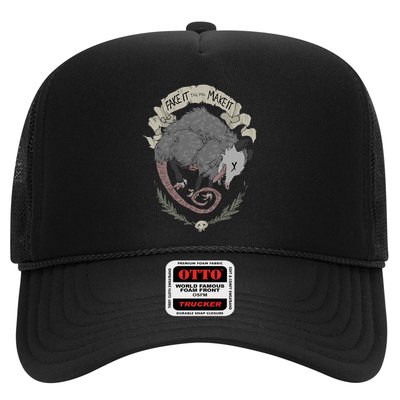 Street Cats Team Trash Racoon Rat Backyard Animal Opossum I Funny Dead Possum Fake It Till You Make Trucker Hat