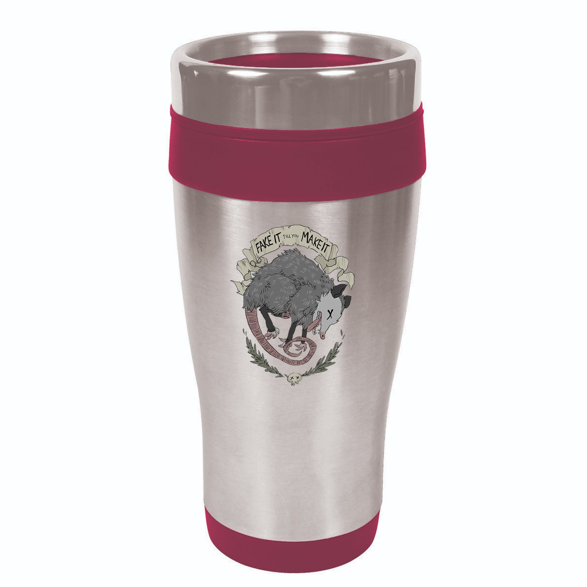 Street Cats Team Trash Racoon Rat Backyard Animal Opossum I Funny Dead Possum Fake It Till You Make 16oz Travel Tumbler