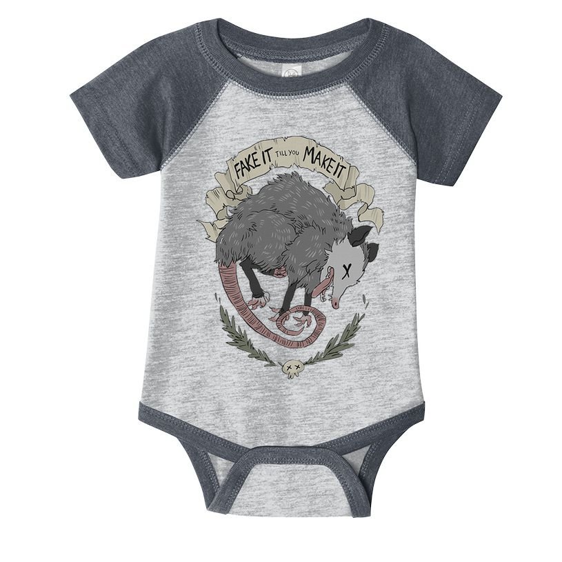 Street Cats Team Trash Racoon Rat Backyard Animal Opossum I Funny Dead Possum Fake It Till You Make Infant Baby Jersey Bodysuit