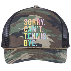 Sorry Cant Tennis Bye Funny Tennis Player Lawn Tennis Coach Retro Rope Trucker Hat Cap