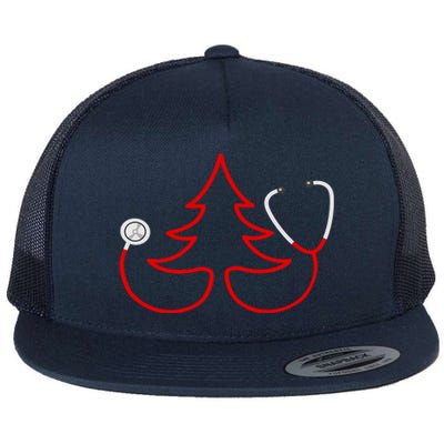 Stethoscope Christmas Tree Doctors Holiday Nurses Holiday Gift Flat Bill Trucker Hat