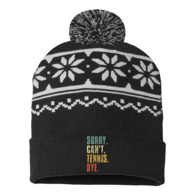 Sorry Cant Tennis Bye Funny Vintage Retro Tennis Player USA-Made Snowflake Beanie