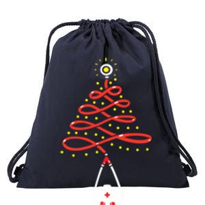 Stethoscope Christmas Tree Nurse Christmas Scrub Xmas Gift Drawstring Bag