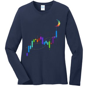 Stock Chart To The Moon Crypto Trading Hodl Ladies Long Sleeve Shirt