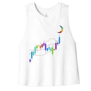 Stock Chart To The Moon Crypto Trading Hodl Women's Racerback Cropped Tank