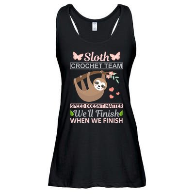 Sloth Crochest Team Speed Doesn't Matter We'll Finish When We Finish Ladies Essential Flowy Tank