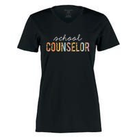 School Counselor Teacher Funny Rainbow Lover Back To School Women's Momentum V-Neck T-Shirt