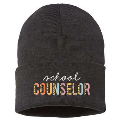 School Counselor Teacher Funny Rainbow Lover Back To School Sustainable Knit Beanie