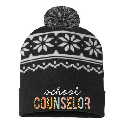 School Counselor Teacher Funny Rainbow Lover Back To School USA-Made Snowflake Beanie