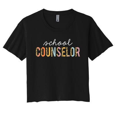 School Counselor Teacher Funny Rainbow Lover Back To School Women's Crop Top Tee