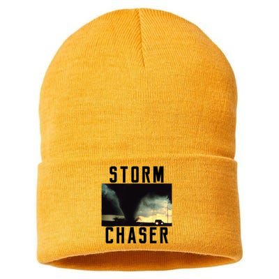 Storm Chaser Tornado Picture Weather Meteorologist Sustainable Knit Beanie