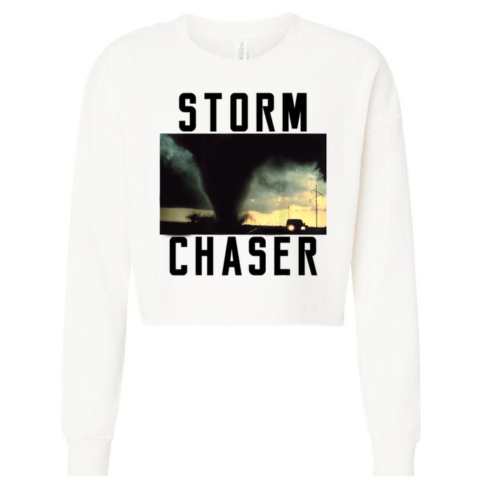 Storm Chaser Tornado Picture Weather Meteorologist Cropped Pullover Crew