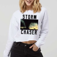 Storm Chaser Tornado Picture Weather Meteorologist Cropped Pullover Crew