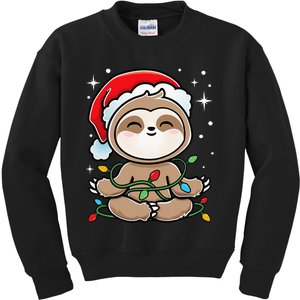 Sloth Christmas Tree Lights Kawaii Sloth Adorable Kids Sweatshirt