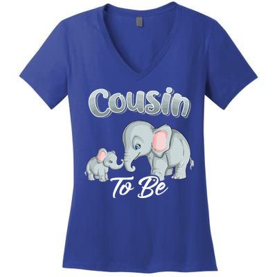 Soon Cousin To Be Elephants For Baby Shower Gender Reveal Women's V-Neck T-Shirt