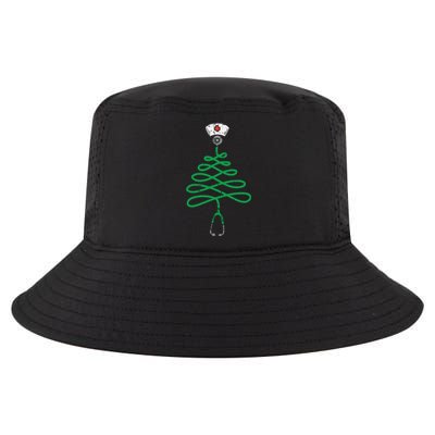 Stethoscope Christmas Tree Nurse Christmas Scrub Top Xmas Cool Comfort Performance Bucket Hat