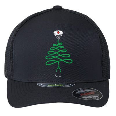 Stethoscope Christmas Tree Nurse Christmas Scrub Top Xmas Flexfit Unipanel Trucker Cap