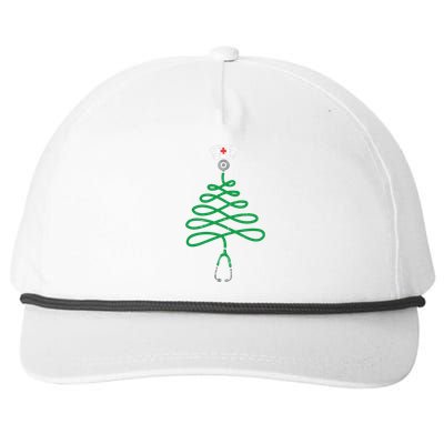 Stethoscope Christmas Tree Nurse Christmas Scrub Top Xmas Snapback Five-Panel Rope Hat