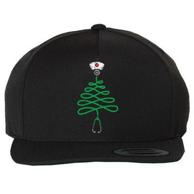 Stethoscope Christmas Tree Nurse Christmas Scrub Top Xmas Wool Snapback Cap