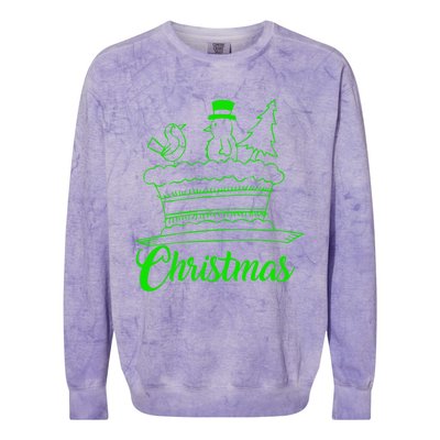 Snow Christmas Tree Birdie! Let It Snow! Oh What Fun! Gift Colorblast Crewneck Sweatshirt