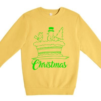 Snow Christmas Tree Birdie! Let It Snow! Oh What Fun! Gift Premium Crewneck Sweatshirt