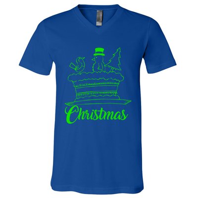 Snow Christmas Tree Birdie! Let It Snow! Oh What Fun! Gift V-Neck T-Shirt