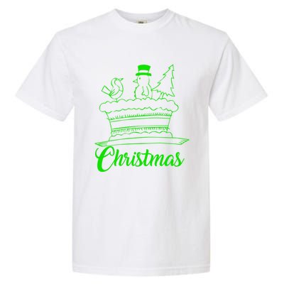 Snow Christmas Tree Birdie! Let It Snow! Oh What Fun! Gift Garment-Dyed Heavyweight T-Shirt