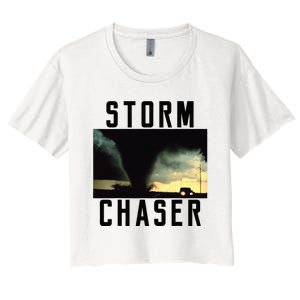 Storm Chaser Tornado Picture Weather Meteorologist Women's Crop Top Tee