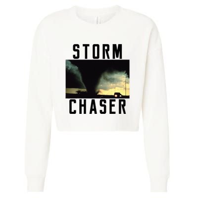 Storm Chaser Tornado Picture Weather Meteorologist Cropped Pullover Crew