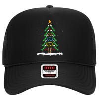 Snowboard Christmas Tree Funny Xmas Boarding Snowboarder High Crown Mesh Back Trucker Hat