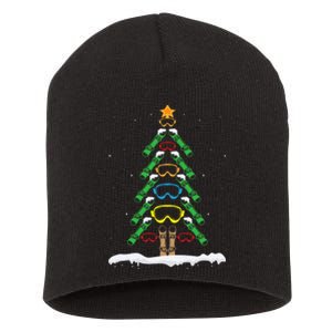 Snowboard Christmas Tree Funny Xmas Boarding Snowboarder Short Acrylic Beanie