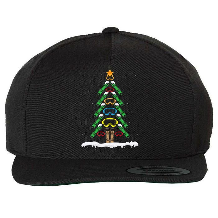 Snowboard Christmas Tree Funny Xmas Boarding Snowboarder Wool Snapback Cap