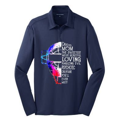 Softball Catchermom The Sweetest MotherS Day Costume Silk Touch Performance Long Sleeve Polo