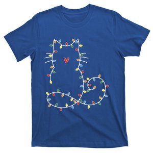 Santa Cat Tangled Up In Christmas Tree Lights Holiday Xmas Gift T-Shirt