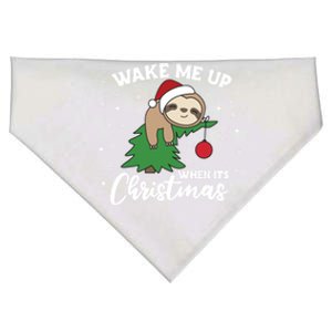 Sloth Christmas Tree Wake Me Up When ItS Christmas Gift USA-Made Doggie Bandana