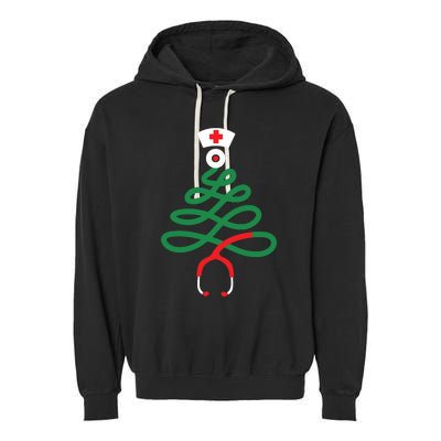 Stethoscope Christmas Tree Nursing Funny Nurse Rn Lpn Squad Garment-Dyed Fleece Hoodie