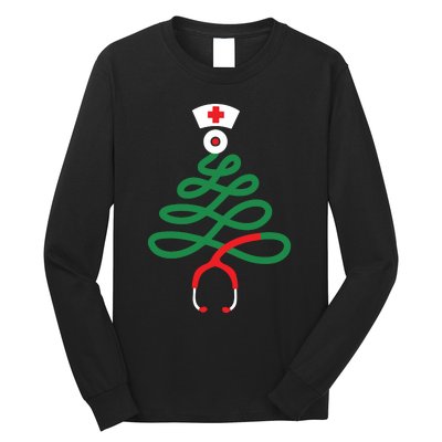 Stethoscope Christmas Tree Nursing Funny Nurse Rn Lpn Squad Long Sleeve Shirt