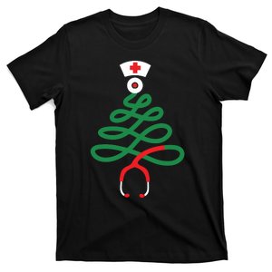 Stethoscope Christmas Tree Nursing Funny Nurse Rn Lpn Squad T-Shirt