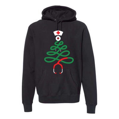 Stethoscope Christmas Tree Nursing Funny Nurse Rn Lpn Squad Premium Hoodie