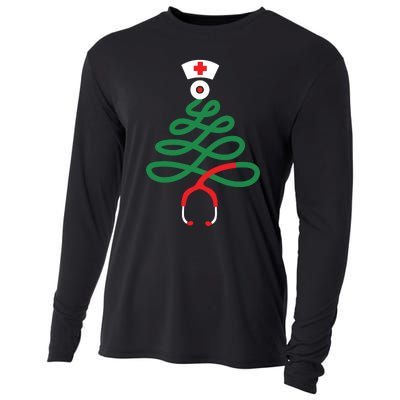 Stethoscope Christmas Tree Nursing Funny Nurse Rn Lpn Squad Cooling Performance Long Sleeve Crew